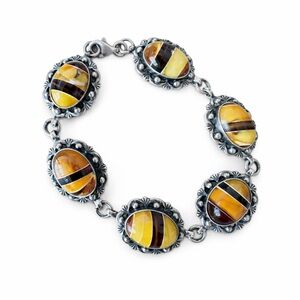 Vintage Silver and Amber Bracelet